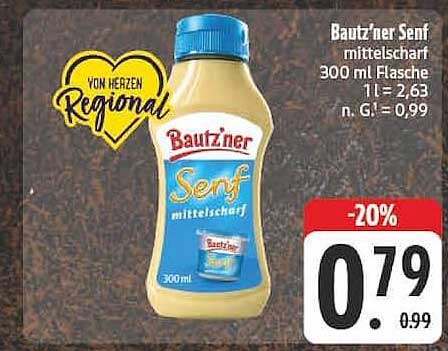 Bautz'ner Senf mittelscharf 300 ml Flasche