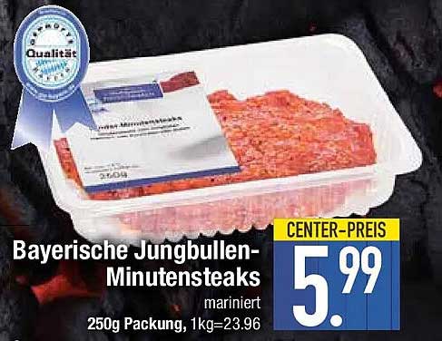 Bayerische Jungbullen-Minutensteaks mariniert