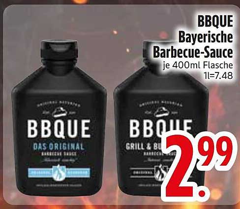 BBQUE Bayerische Barbecue-Sauce je 400ml Flasche 1l=7,48