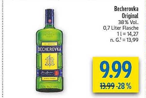 Becherovka Original 38% Vol. 0,7 Liter Flasche