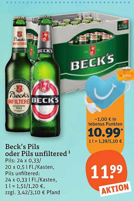 Beck’s Pils oder Pils unfiltered¹