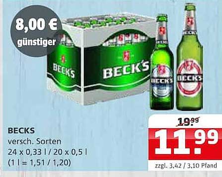 BECKS versch. Sorten 24 x 0,33 l / 20 x 0,5 l (1 l = 1,51 / 1,20)