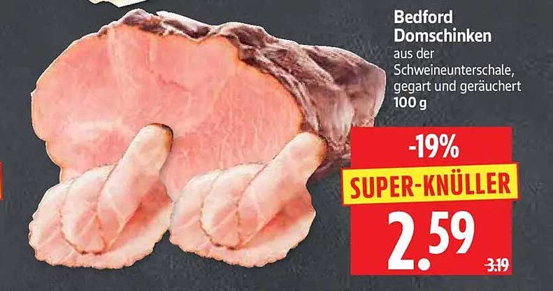 Bedford Domschinken aus der Schweineunterschale, gegart und geräuchert 100 g