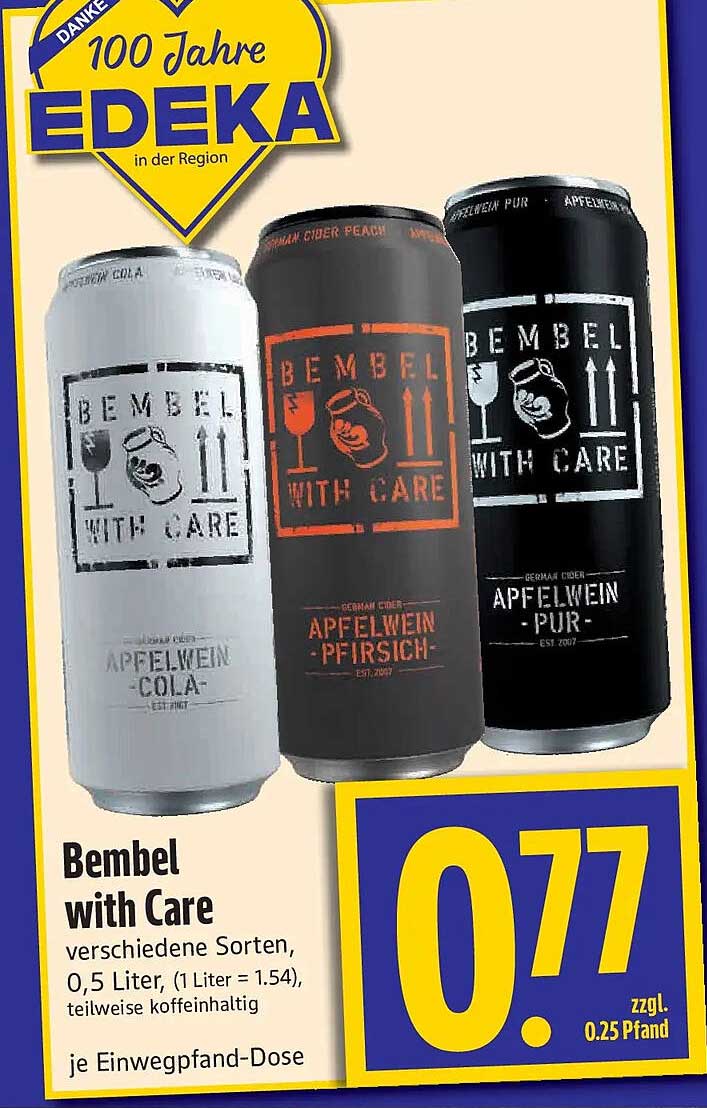 Bembel with Care verschiedene Sorten, 0,5 Liter, teilweise koffeinhaltig je Einwegpfand-Dose