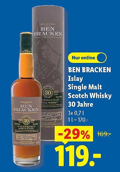BEN BRACKEN Islay Single Malt Scotch Whisky 30 Jahre