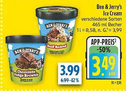 Ben & Jerry’s Ice Cream verschiedene Sorten 465 ml Becher
