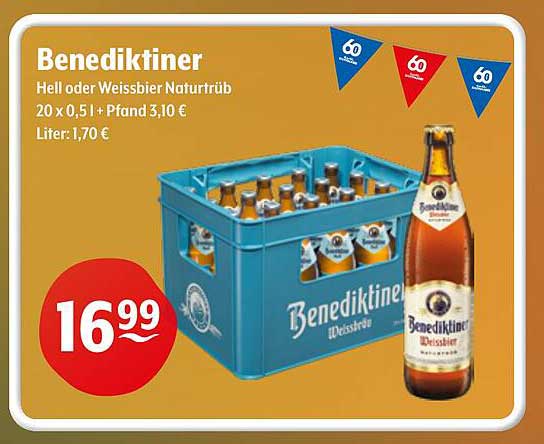 Benediktiner Hell oder Weissbier Naturrüb