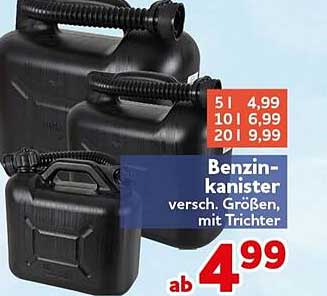 Benzin-kanister versch. Größen, mit Trichter