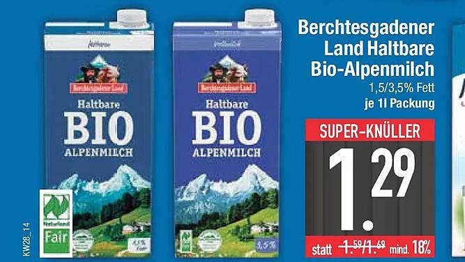 Berchtesgadener Land Haltbare Bio-Alpenmilch
