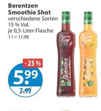 Berentzen Smoothie Shot verschiedene Sorten 15 % Vol. je 0,5-Liter-Flasche 1 l = 11.98