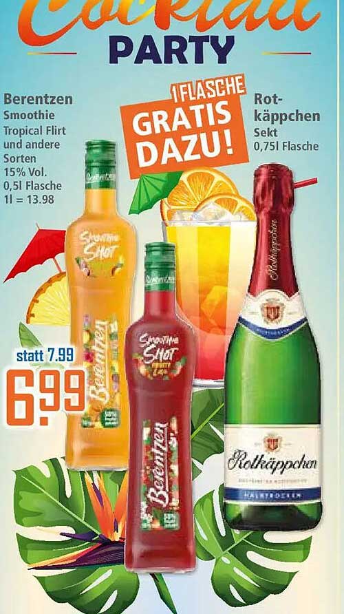 Berentzen Smoothie Tropical Flirt und andere Sorten 15% Vol. 0,5l Flasche 1l = 13.98
