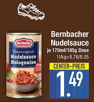 Bernbacher Nudel-sauce je 170ml/185g Dose 1l/kg=8.76/8.05