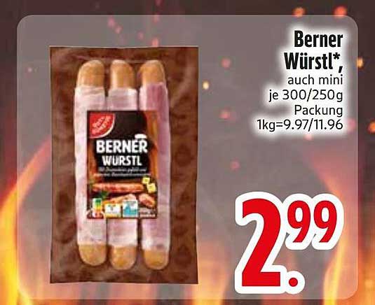 Berner Würstl*, auch mini je 300/250g Packung 1kg=9.97/11.96