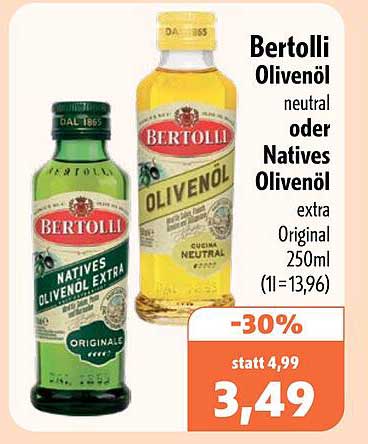Bertolli Olivenöl neutral oder Natives Olivenöl extra Original 250ml (1l=13,96)