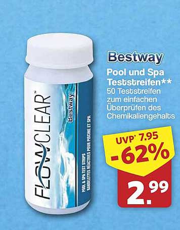 Bestway Pool und Spa Teststreifen** 50 Teststreifen zum einfachen Überprüfen des Chemikaliengehalts