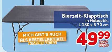 Bierzelt-Klapptisch in Holztoptik, L 180 x B 70 cm