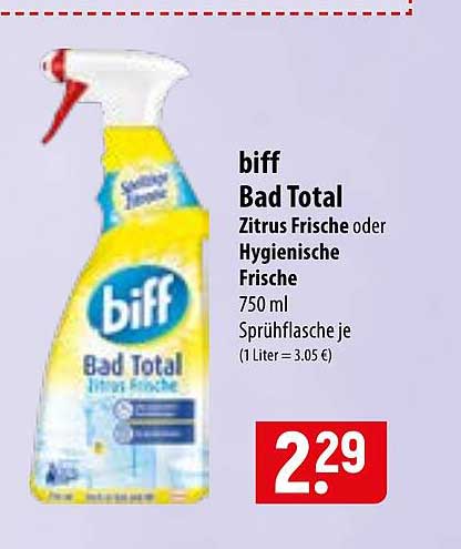biff Bad Total Zitrus Frische oder Hygienische Frische 750 ml Sprühflasche je