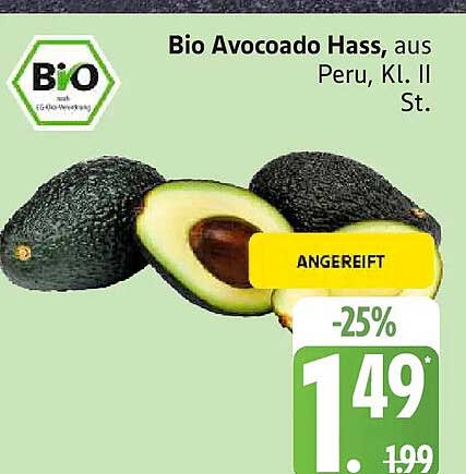 Bio Avocado Hass, aus Peru, Kl. II St.