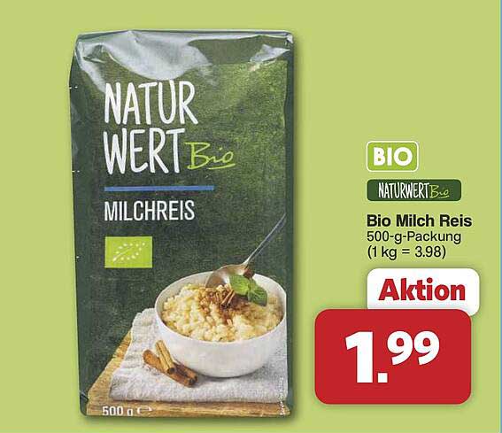 Bio Milch Reis 500-g-Packung (1 kg = 3.98)