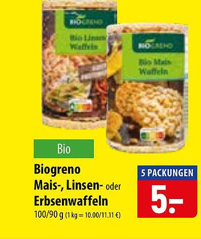 Biogreno Mais-, Linsen- oder Erbsenwaffeln