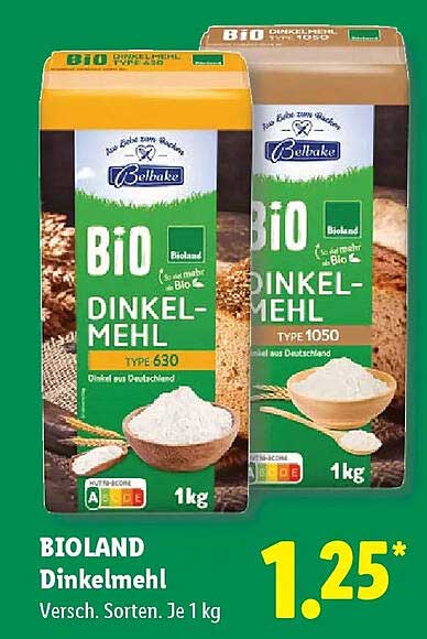 BIOLAND Dinkelmehl Versch. Sorten. Je 1 kg