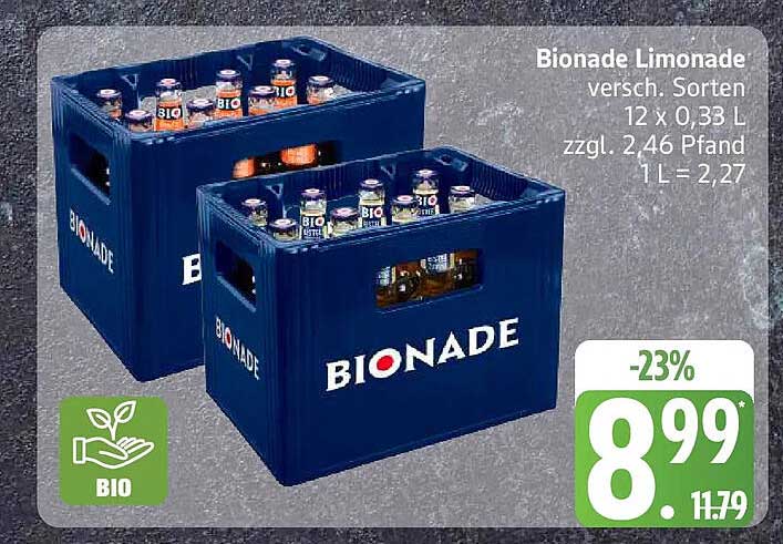 Bionade Limonade versch. Sorten 12 x 0,33 L zzgl. 2,46 Pfand 1 L = 2,27