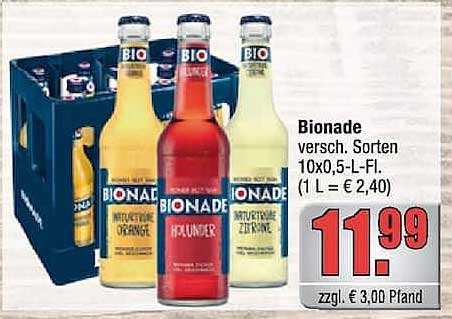 Bionade versch. Sorten 10x0,5-L-Fl. (1 L = € 2,40)