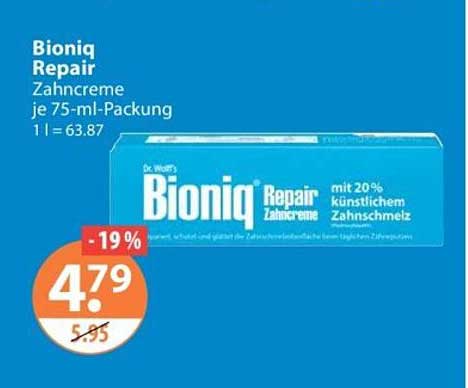 Bioniq Repair Zahncreme je 75-ml-Packung