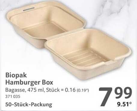 Biopak Hamburger Box