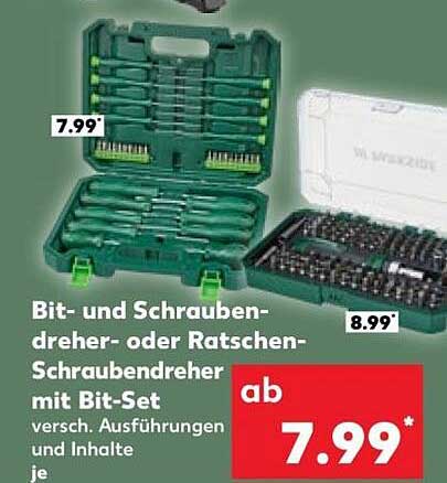Bit- und Schrauben-dreher- oder Ratschen-Schraubendreher mit Bit-Set