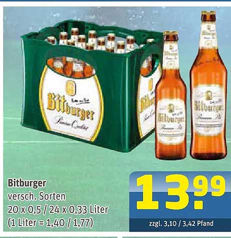 Bitburger versch. Sorten 20 x 0,5 / 24 x 0,33 Liter