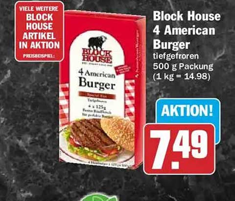 Block House 4 American Burger tiefgefroren 500 g Packung