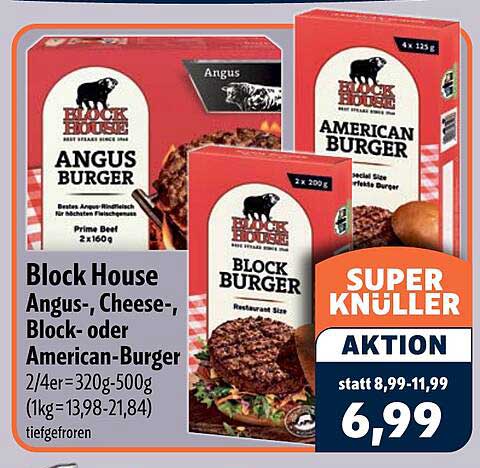 Block House Angus-, Cheese-, Block- oder American-Burger