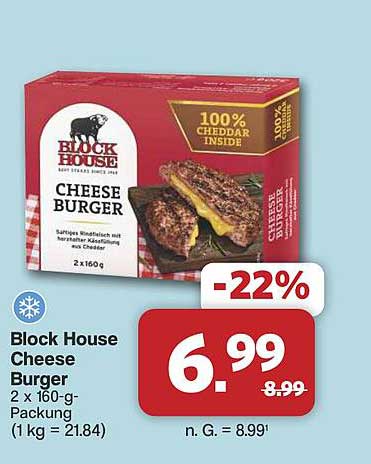 Block House Cheese Burger 2 x 160-g-Packung