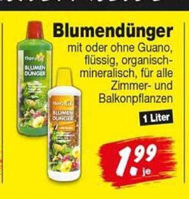 Blumendünger mit oder ohne Guano, flüssig, organisch-mineralisch, für alle Zimmer- und Balkonpflanzen 1 Liter