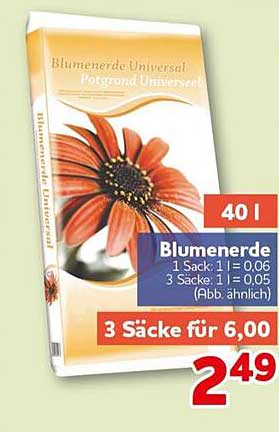 Blumenerde Universal 3 Säcke für 6,00
