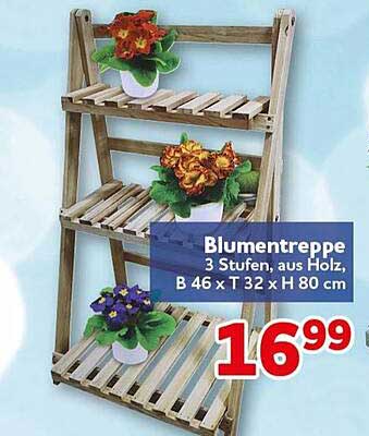 Blumentreppe 3 Stufen, aus Holz, B 46 x T 32 x H 80 cm