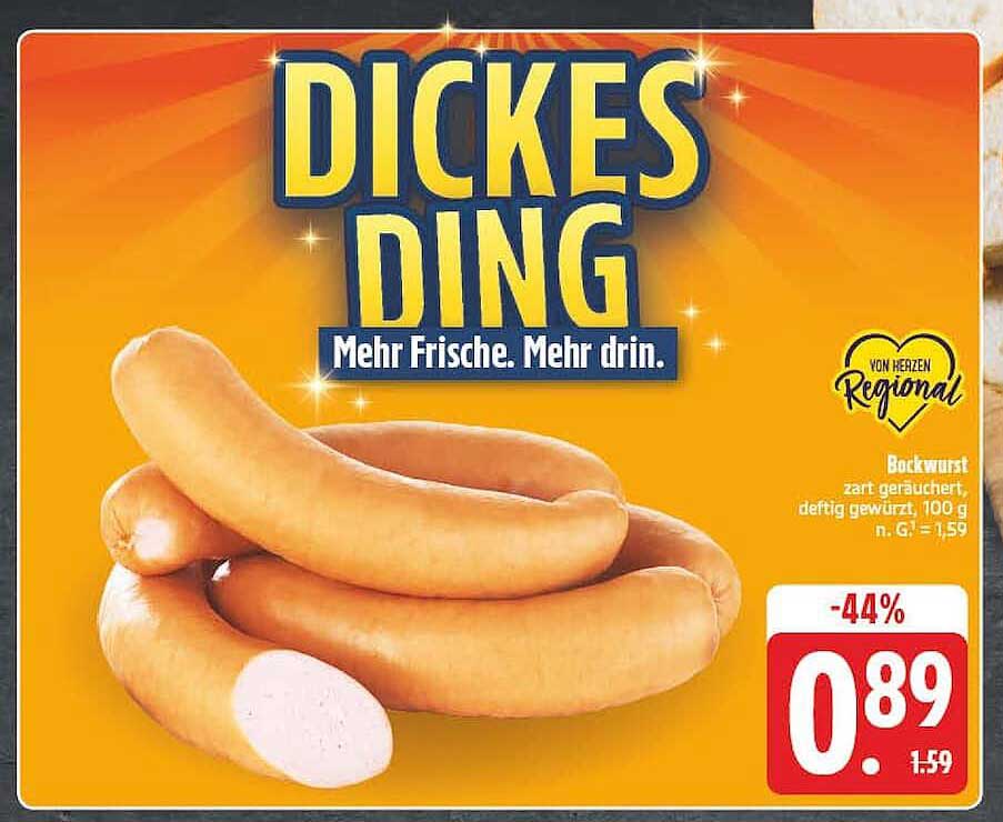 Bockwurst zart geräuchert, deftig gewürzt, 100 g