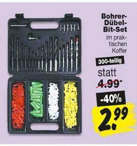 Bohrer-Dübel-Bit-Set im praktischen Koffer 300-teilig