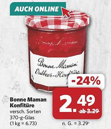 Bonne Maman Konfitüre versch. Sorten 370-g-Glas (1 kg = 6.73)
