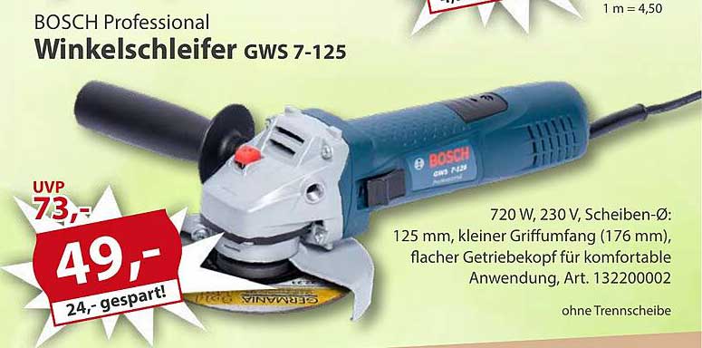 BOSCH Professional Winkelschleifer GWS 7-125
