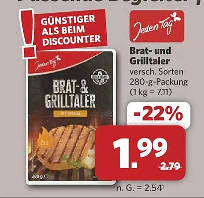 Brat- und Grilltaler versch. Sorten 280-g-Packung (1 kg = 7,11)