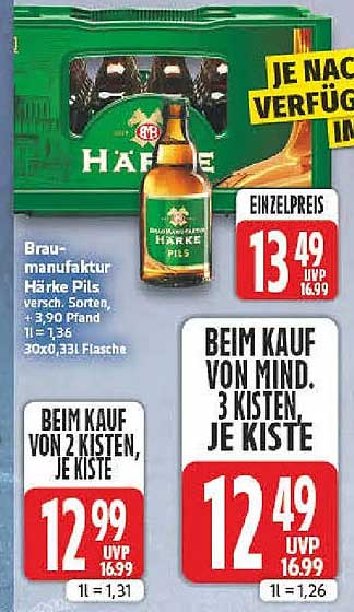 Braumanufaktur Härke Pils versch. Sorten, +3,90 Pfand