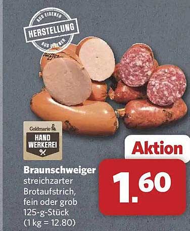 Braunschweiger streichzarter Brotaufstrich, fein oder grob, 125-g-Stück (1 kg = 12.80)