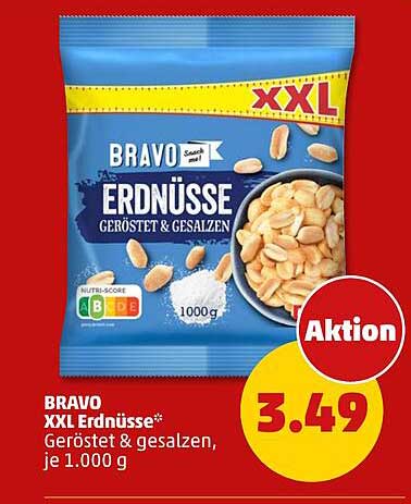 BRAVO XXL Erdnüsse* Geröstet & gesalzen, je 1.000 g
