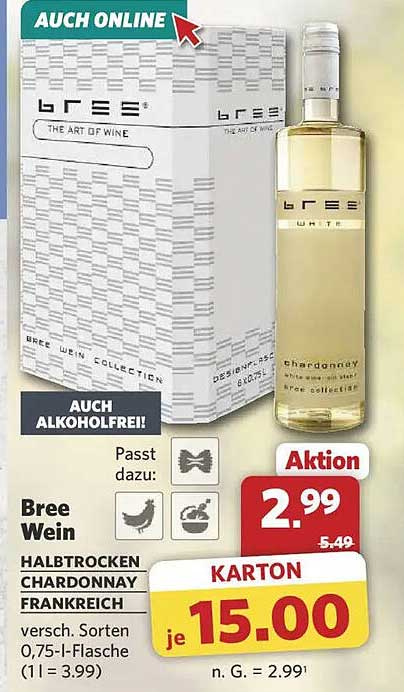 Bree Wein HALBTROCKEN CHARDONNAY FRANKREICH