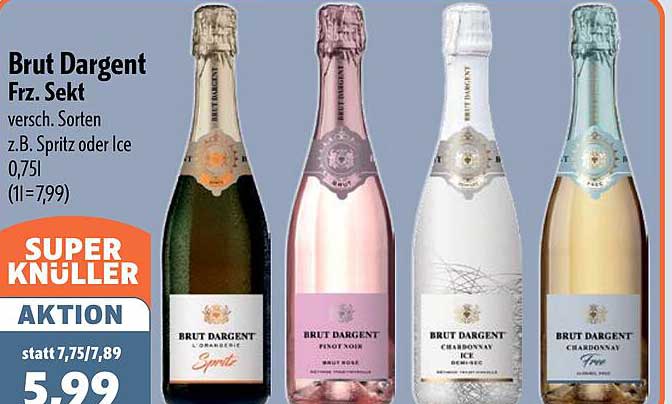 Brut Dargent Frz. Sekt versch. Sorten z.B. Spritz oder Ice 0,75l (1l=7,99)