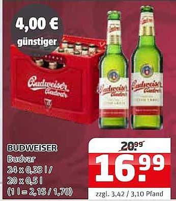 BUDWEISER Budvar 24 x 0,33 l / 20 x 0,5 l