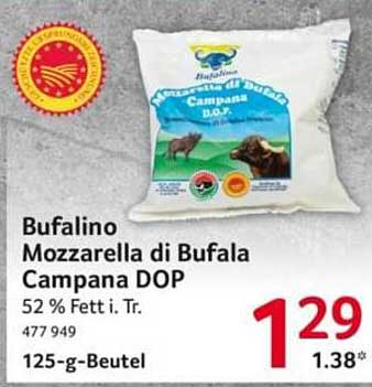 Bufalino Mozzarella di Bufala Campana DOP 52 % Fetti. Tr. 125-g-Beutel