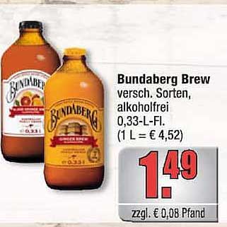Bundaberg Brew versch. Sorten, alkoholfrei 0,33-L-Fl. (1 L = € 4,52)